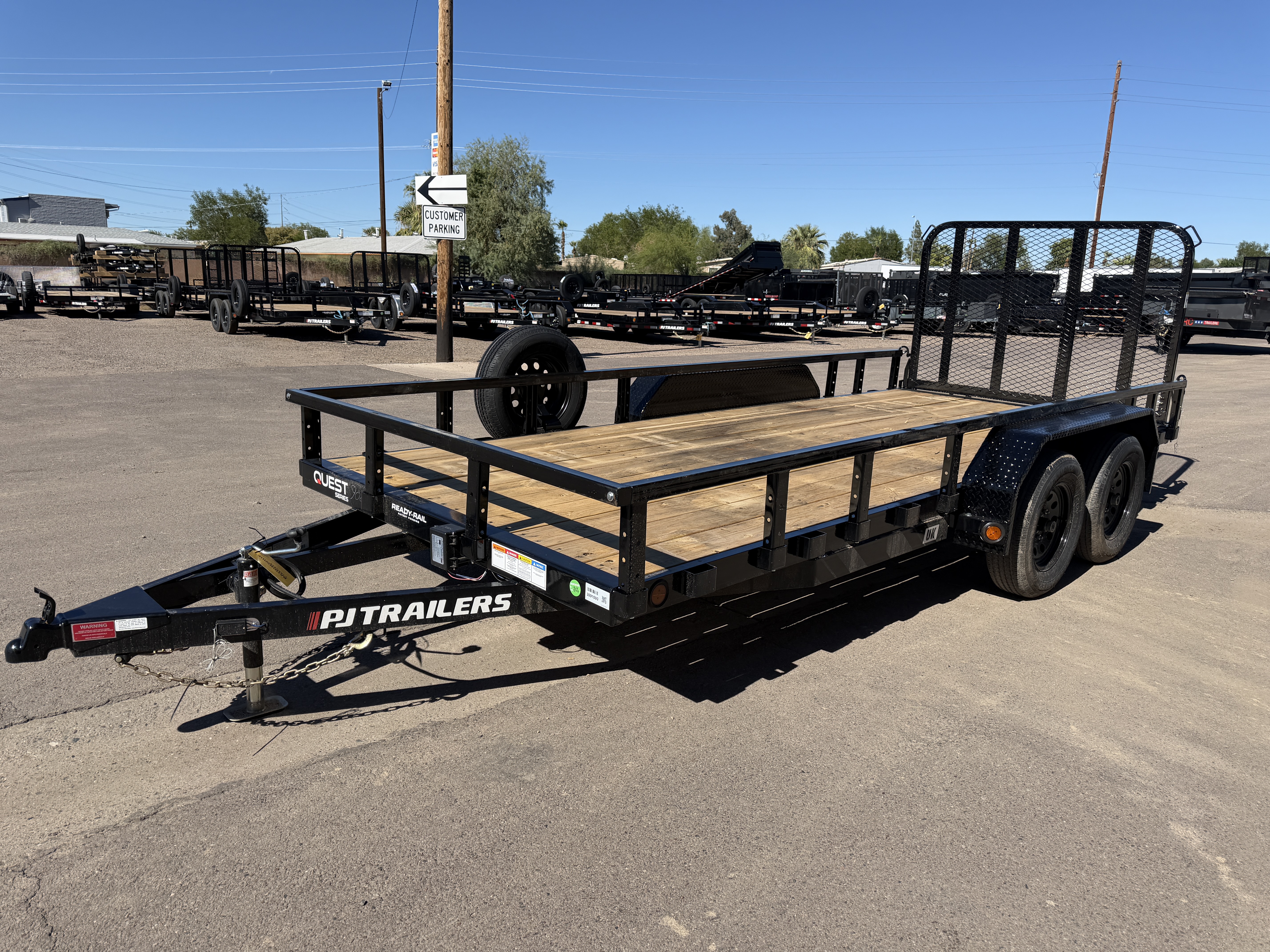 PJ Trailers 16x77 Tandem Axle, 7K GVWR, Channel Utility w/ Square Tube Siderails