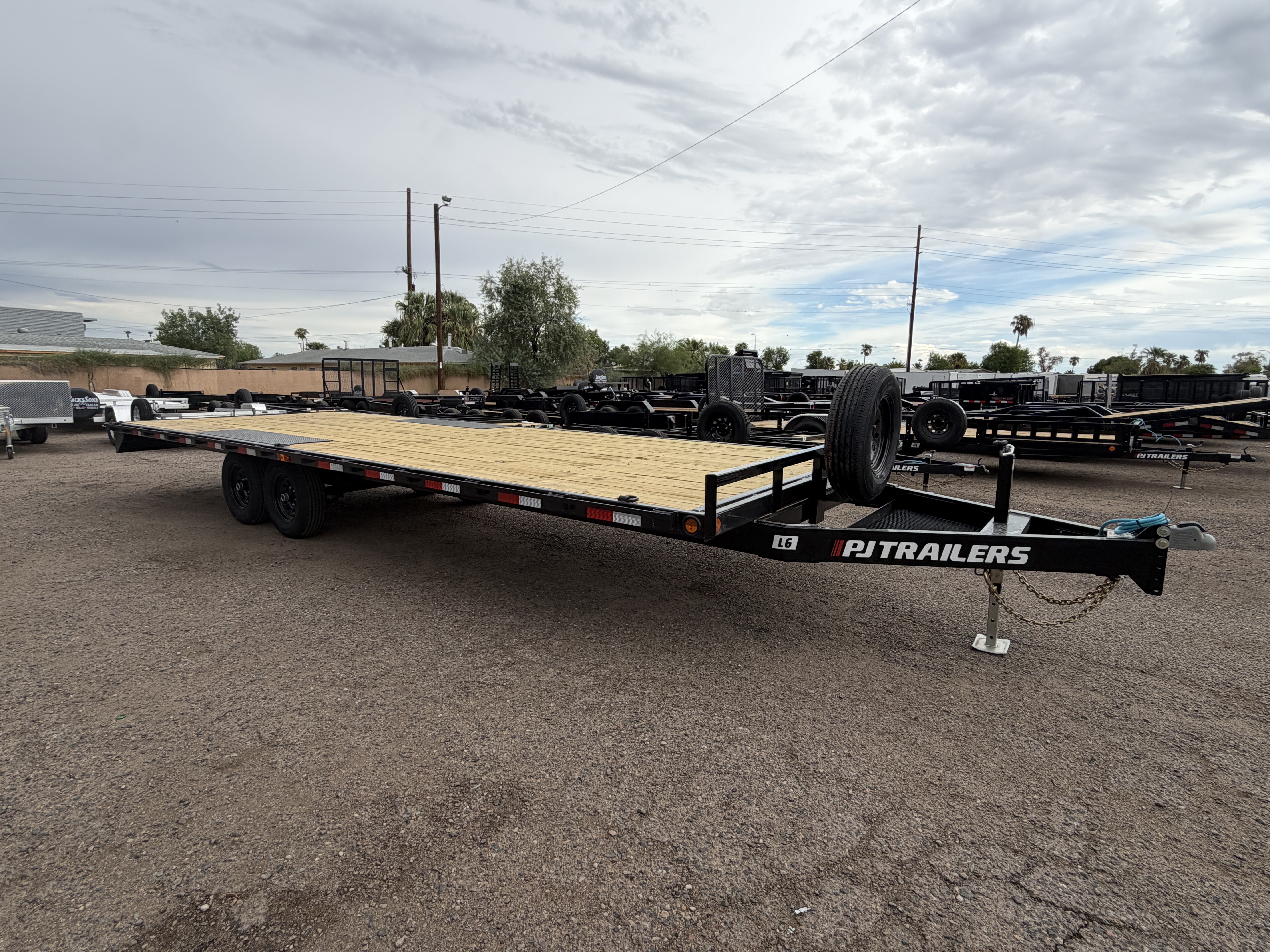 PJ Trailers 24x102 Tandem Axle Deckover, 10K GVWR, Slide In Ramps
