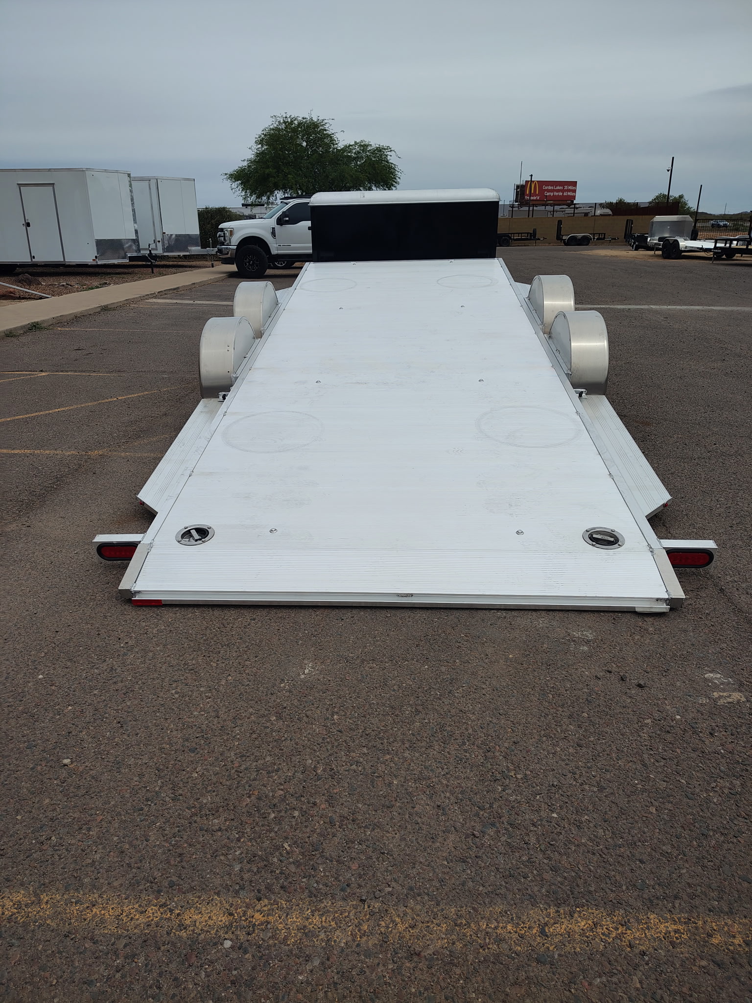 Aluma 18x82 All Aluminum, 10K GVWR, Heavy Tandem Axle, XL Tilt w/ Cargo Box (8218H-XL-TILT-TA-EL-RTD-CB)