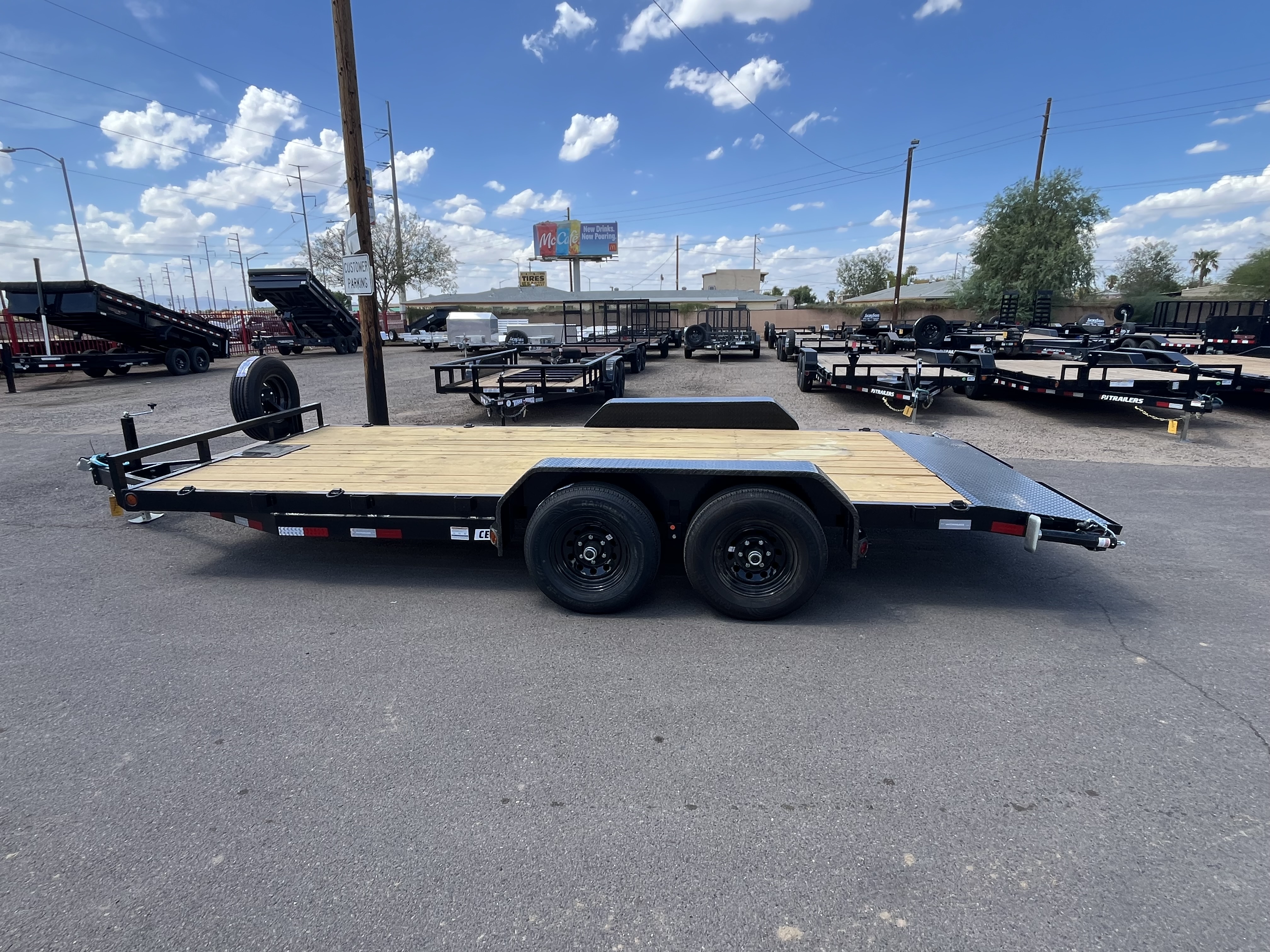 PJ Trailers 18x83 Tandem Axle Channel Equipment, 10K GVWR, Slide-In Ramps