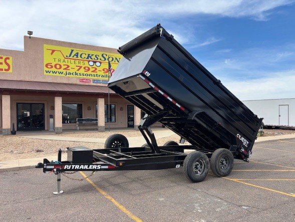 PJ Trailers 14'x83" Scissor 14K Dump Trailer w/ 48" Sides (D7)