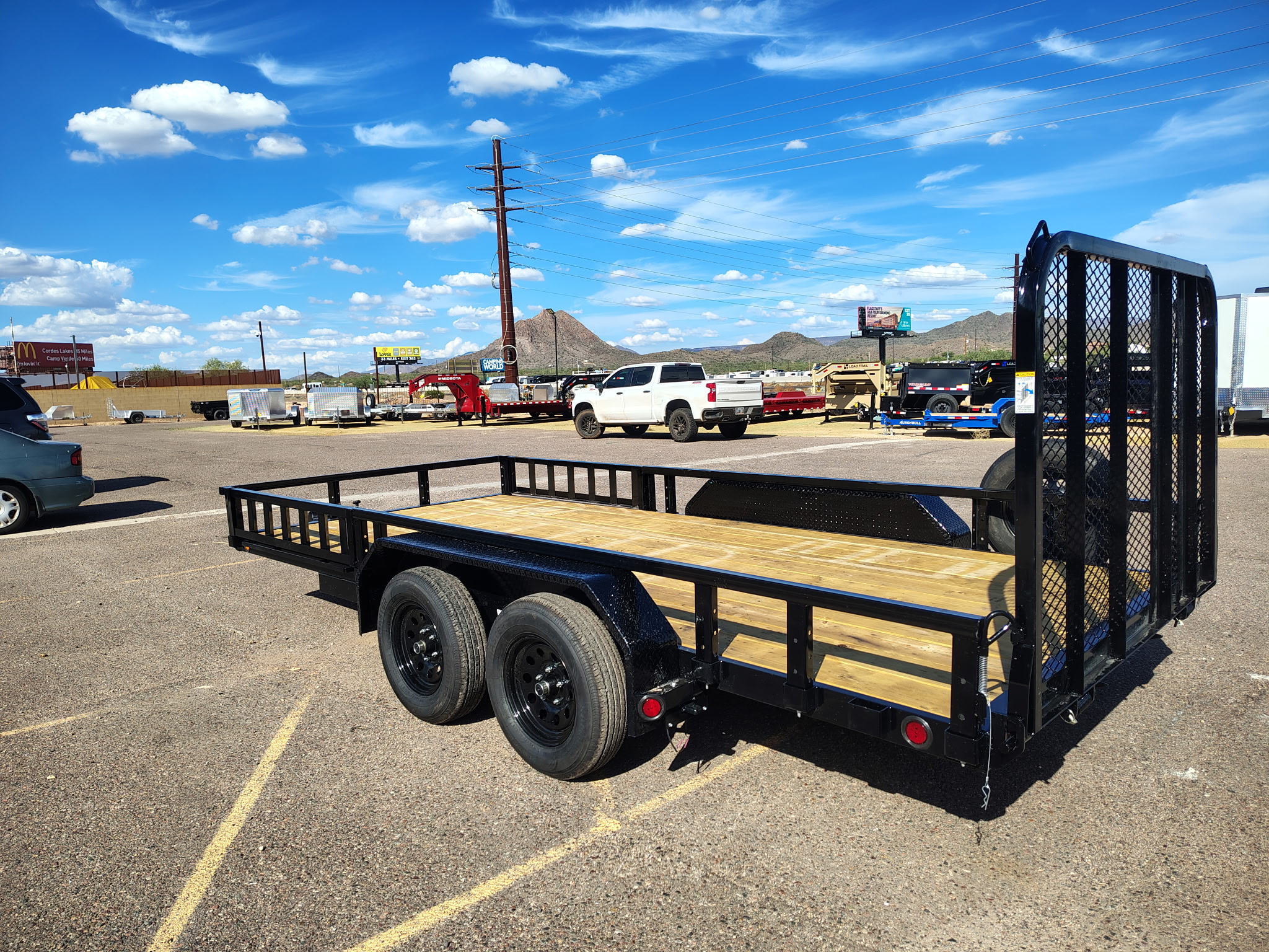 PJ Trailers 16x83 Tandem Axle, 7K GVWR, Channel Utility w/ Square Tube Siderails, ATV Ramps