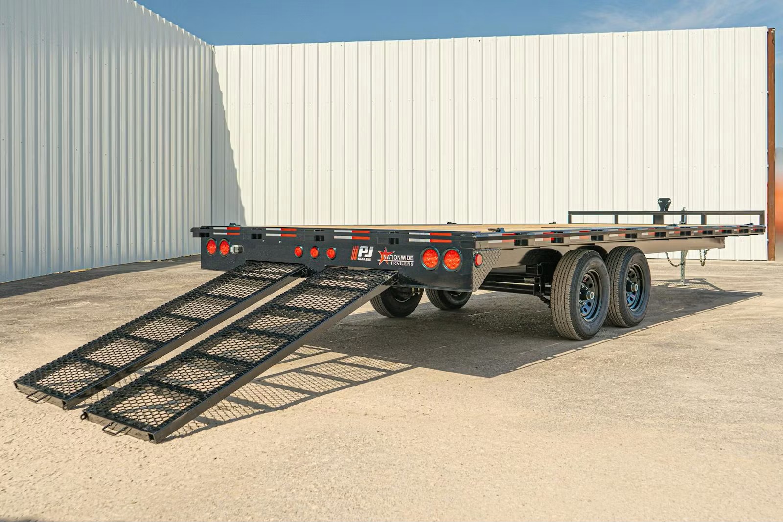 PJ Trailers 24x102 Tandem Axle Deckover, 10K GVWR, Slide In Ramps