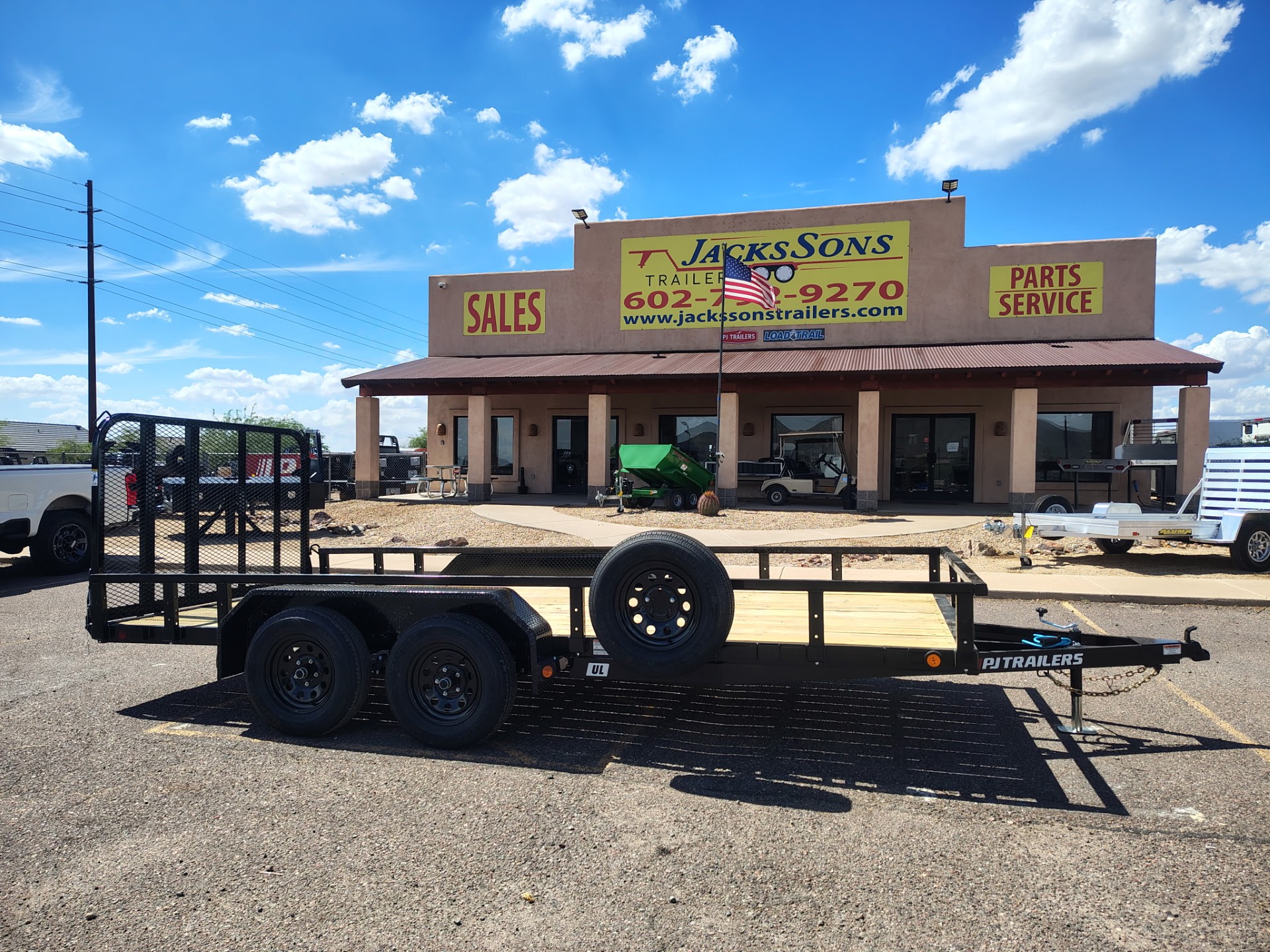 PJ Trailers 16x83 Tandem Axle, 7K GVWR, Channel Utility w/ Square Tube Siderails