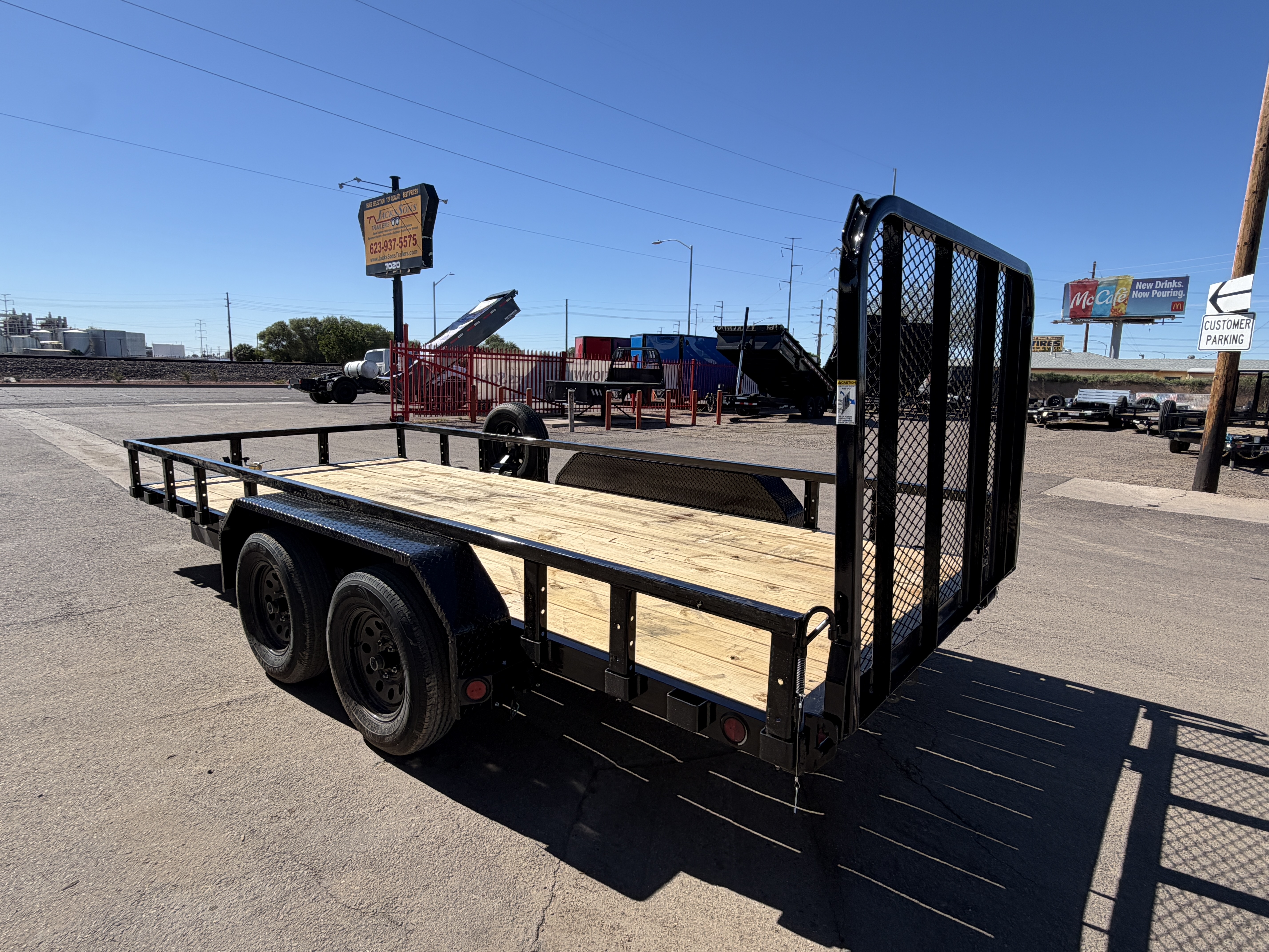 PJ Trailers 16x77 Tandem Axle, 7K GVWR, Channel Utility w/ Square Tube Siderails