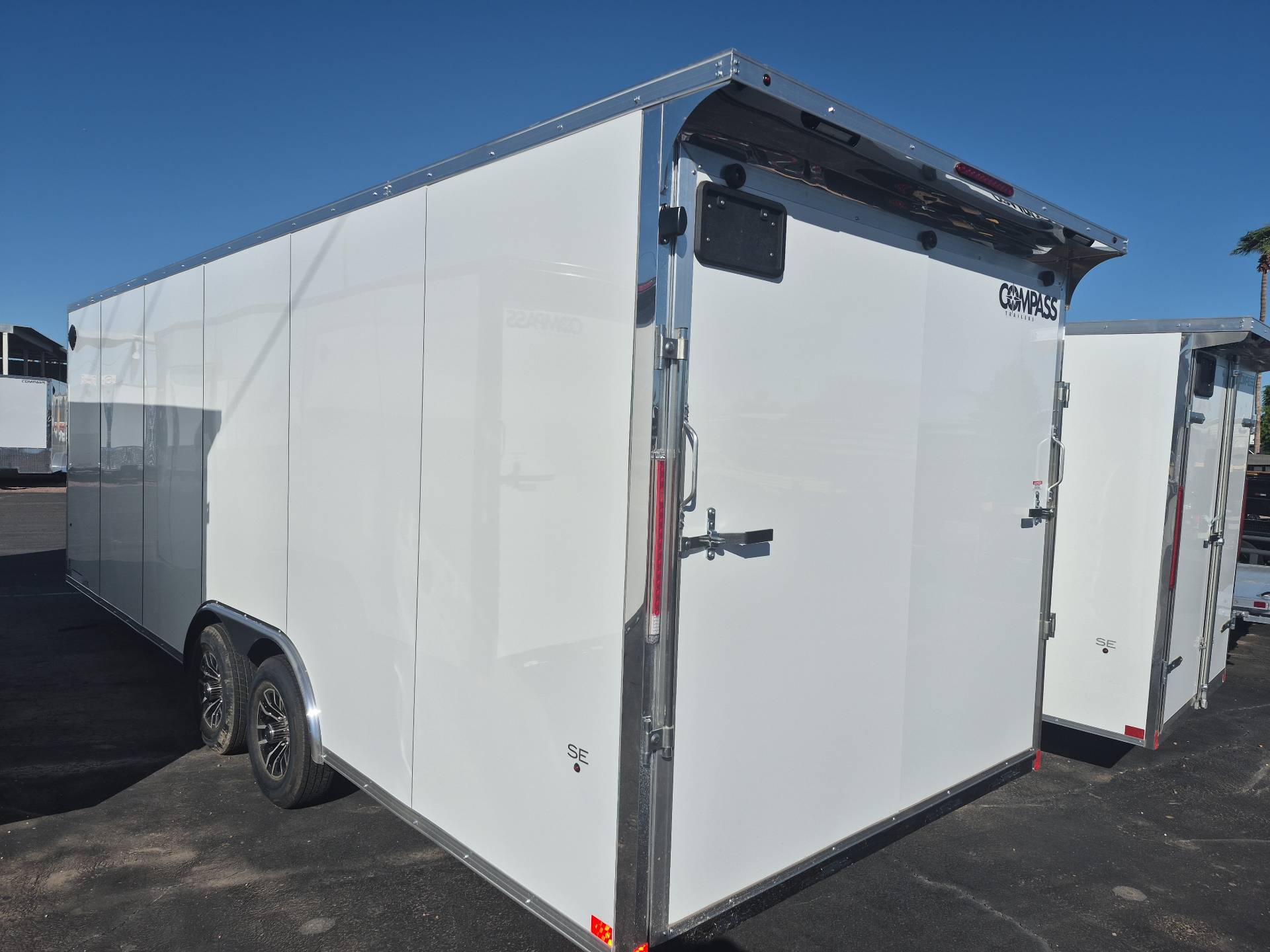 Compass 24x8.5 Jasper SE Flat Top Sloped V-Nose Car Hauler, 10K GVWR, Ramp Door