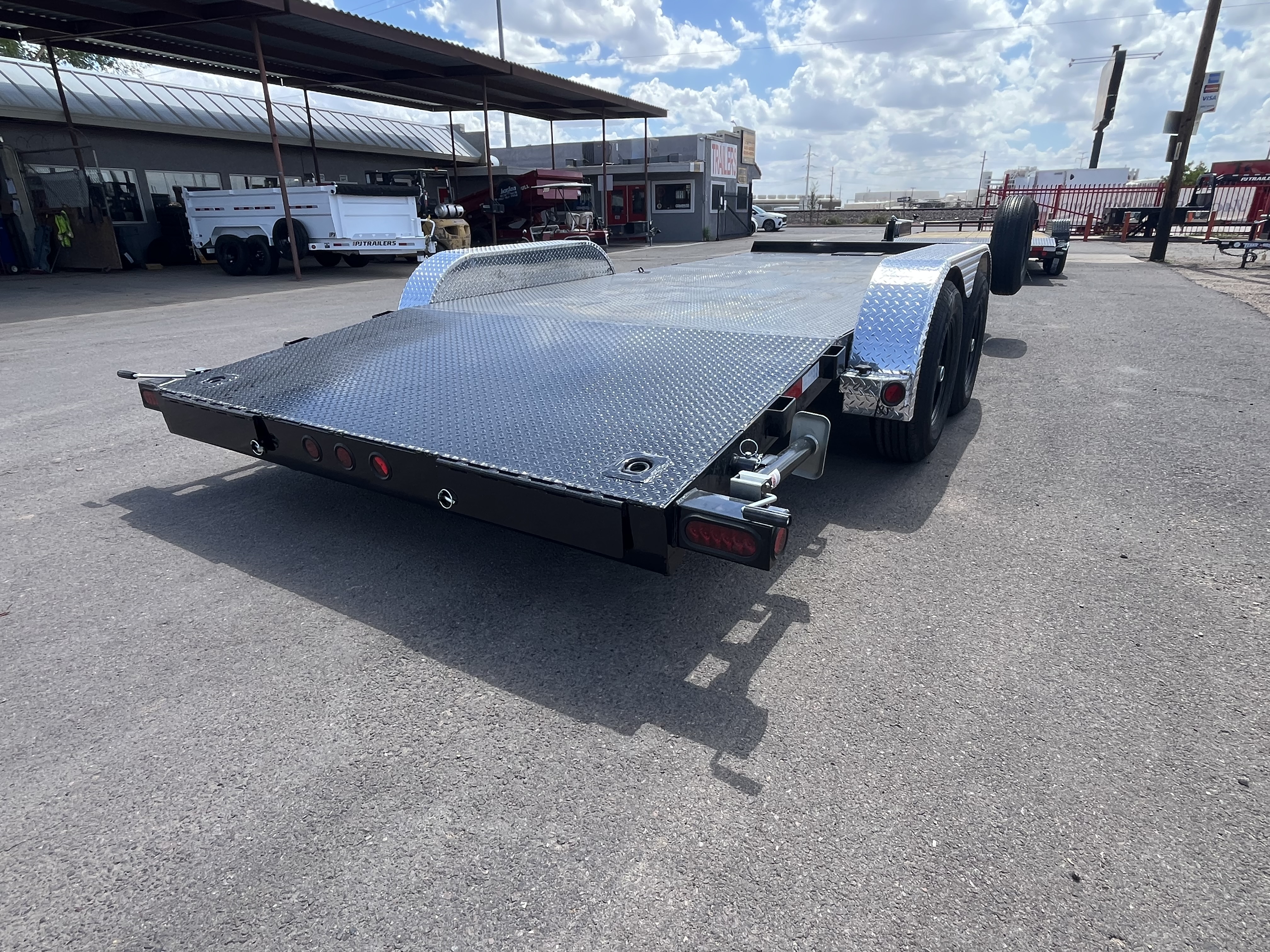 PJ Trailers 18x83 Tandem Axle, 10K GVWR, Steel Deck Car Hauler, Slide-In Ramps
