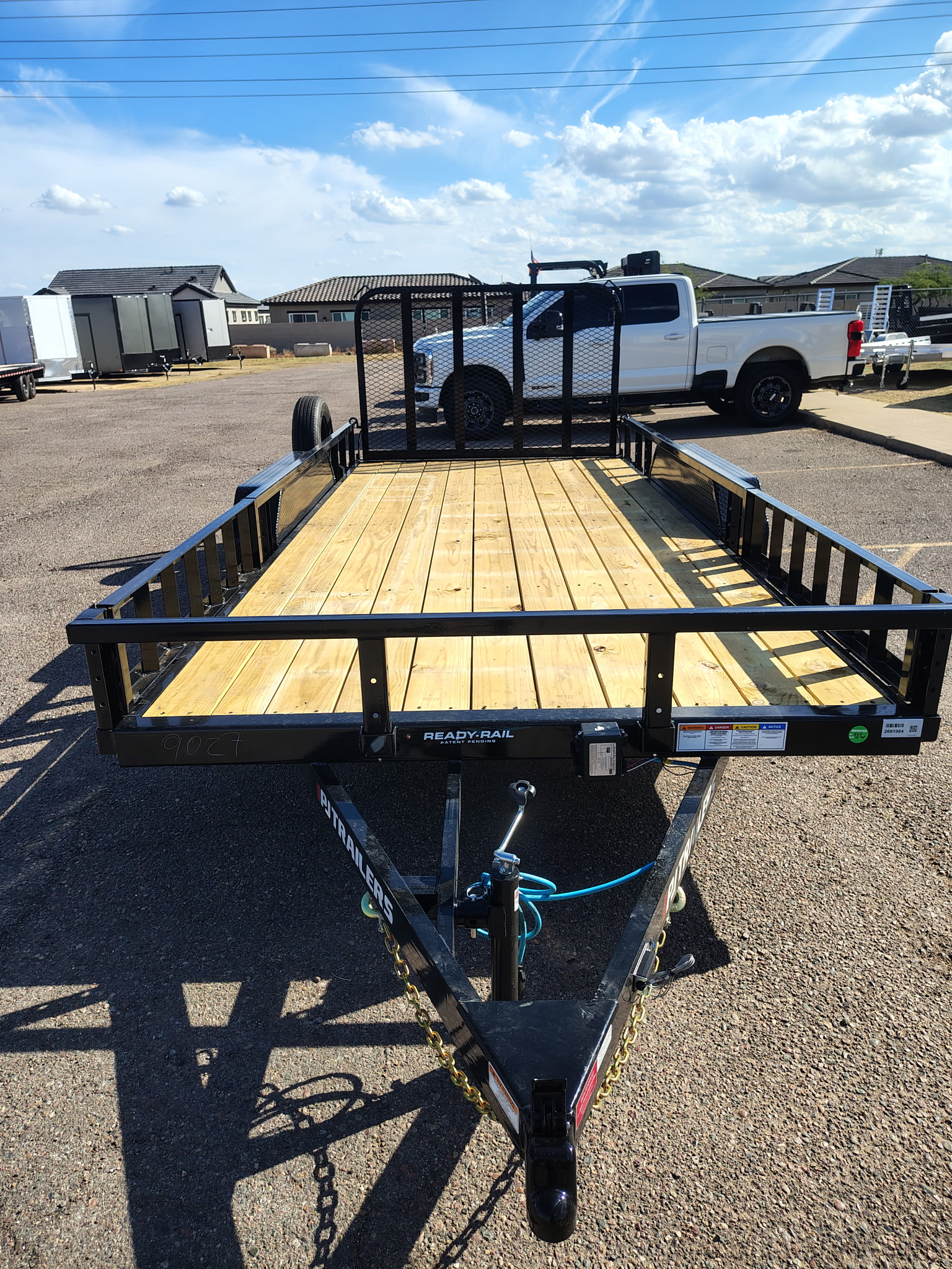 PJ Trailers 16x83 Tandem Axle, 7K GVWR, Channel Utility w/ Square Tube Siderails, ATV Ramps