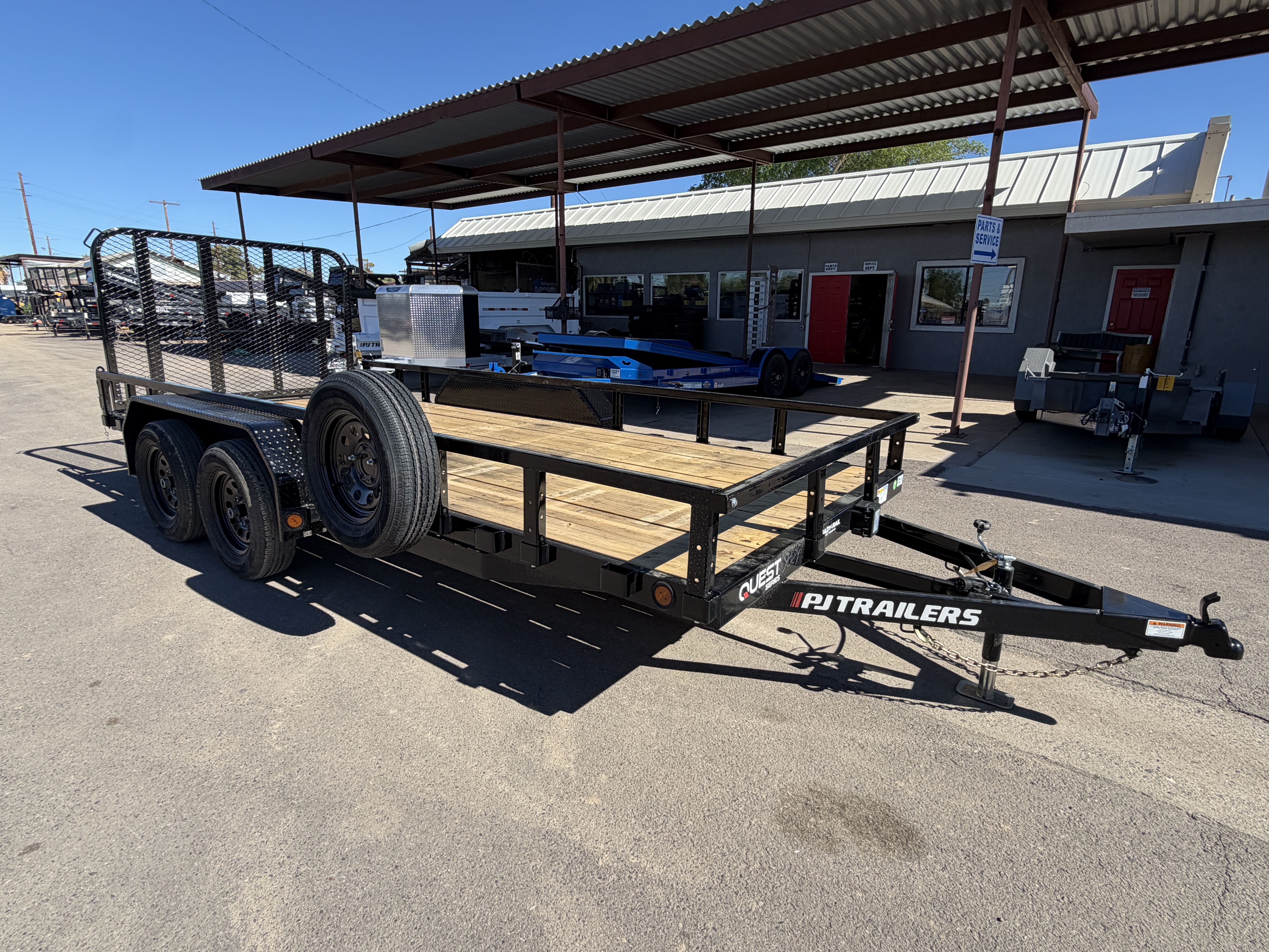 PJ Trailers 16x77 Tandem Axle, 7K GVWR, Channel Utility w/ Square Tube Siderails