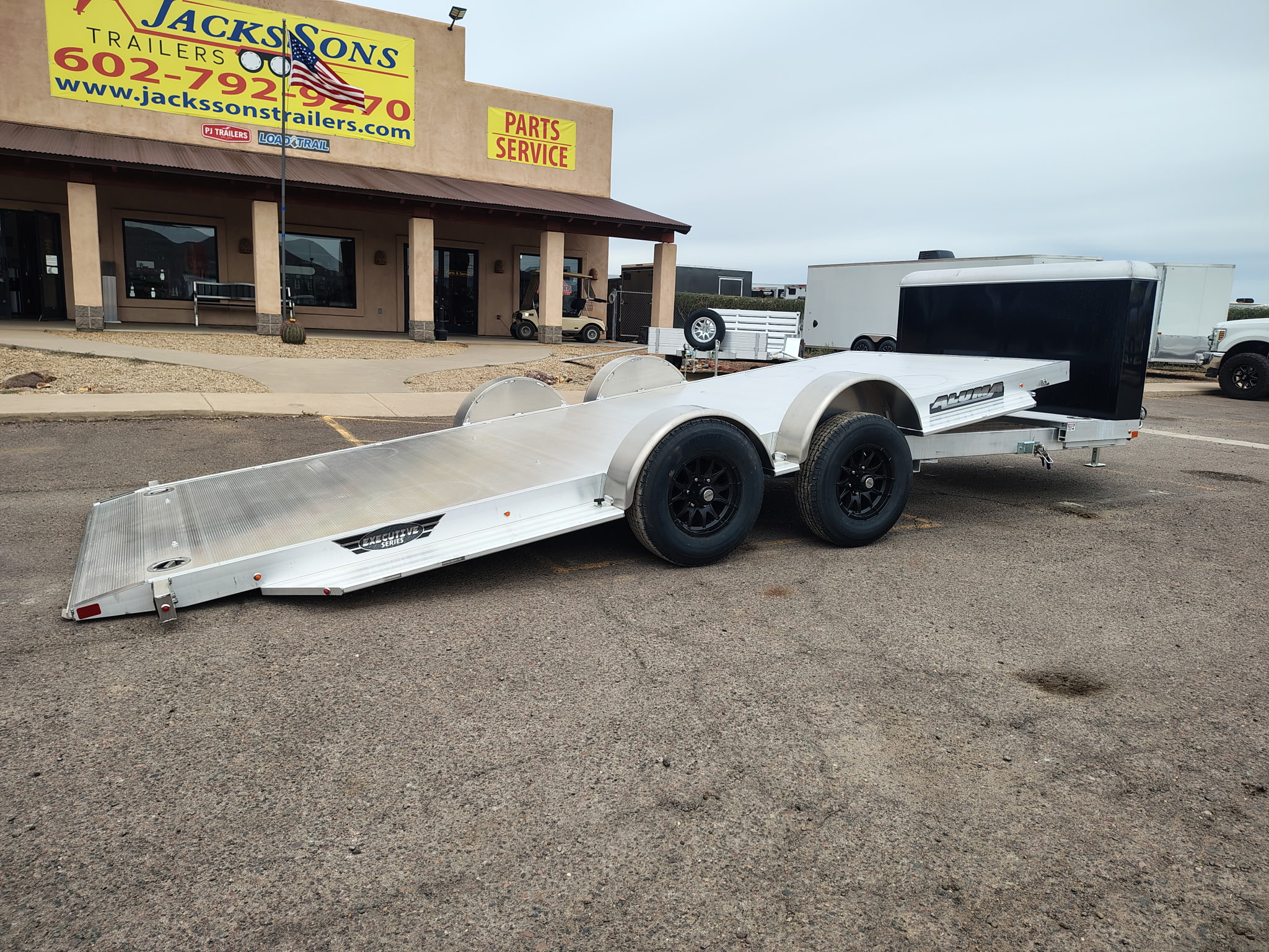 Aluma 18x82 All Aluminum, 10K GVWR, Heavy Tandem Axle, XL Tilt w/ Cargo Box (8218H-XL-TILT-TA-EL-RTD-CB)