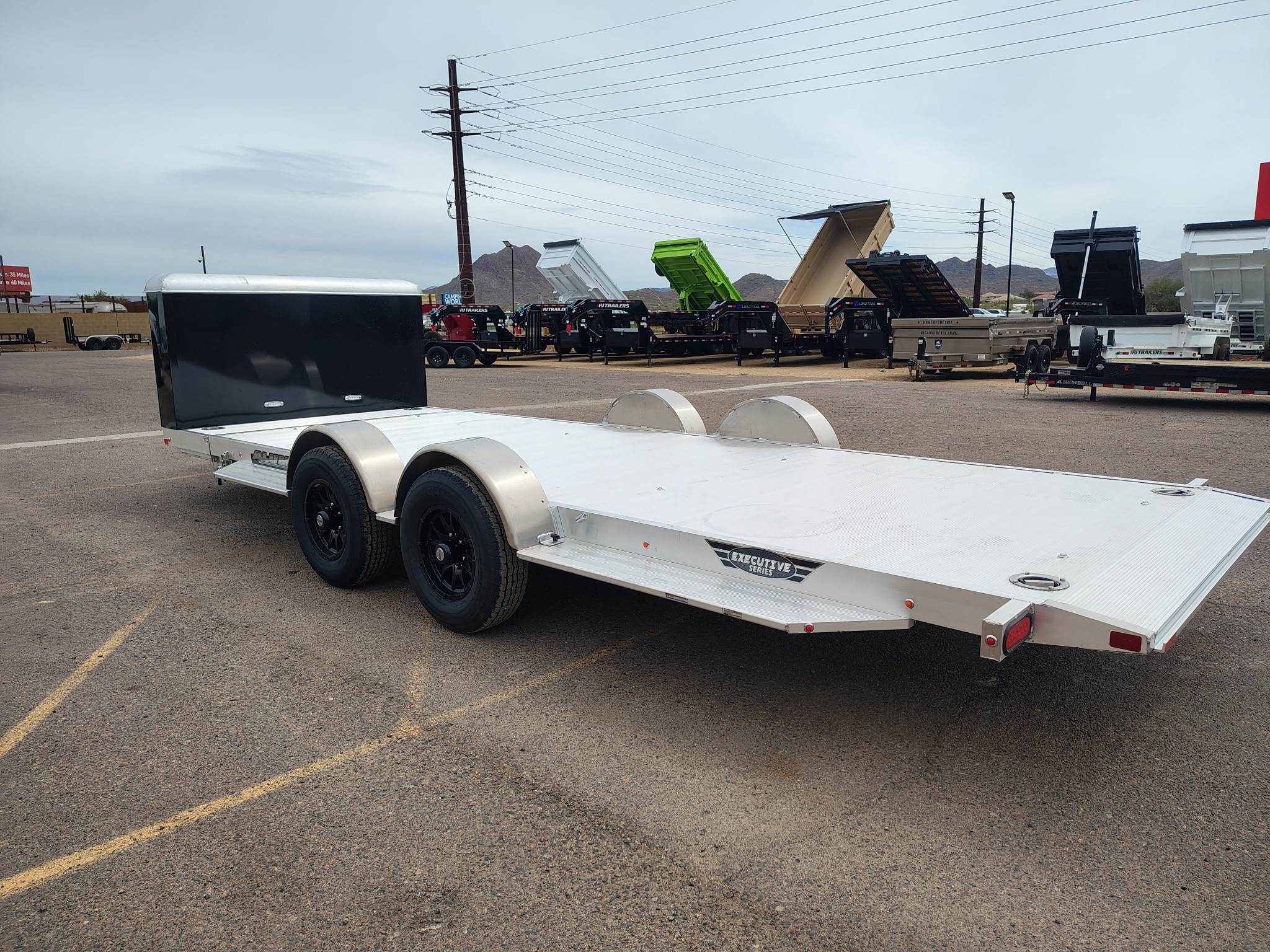 Aluma 18x82 All Aluminum, 10K GVWR, Heavy Tandem Axle, XL Tilt w/ Cargo Box (8218H-XL-TILT-TA-EL-RTD-CB)