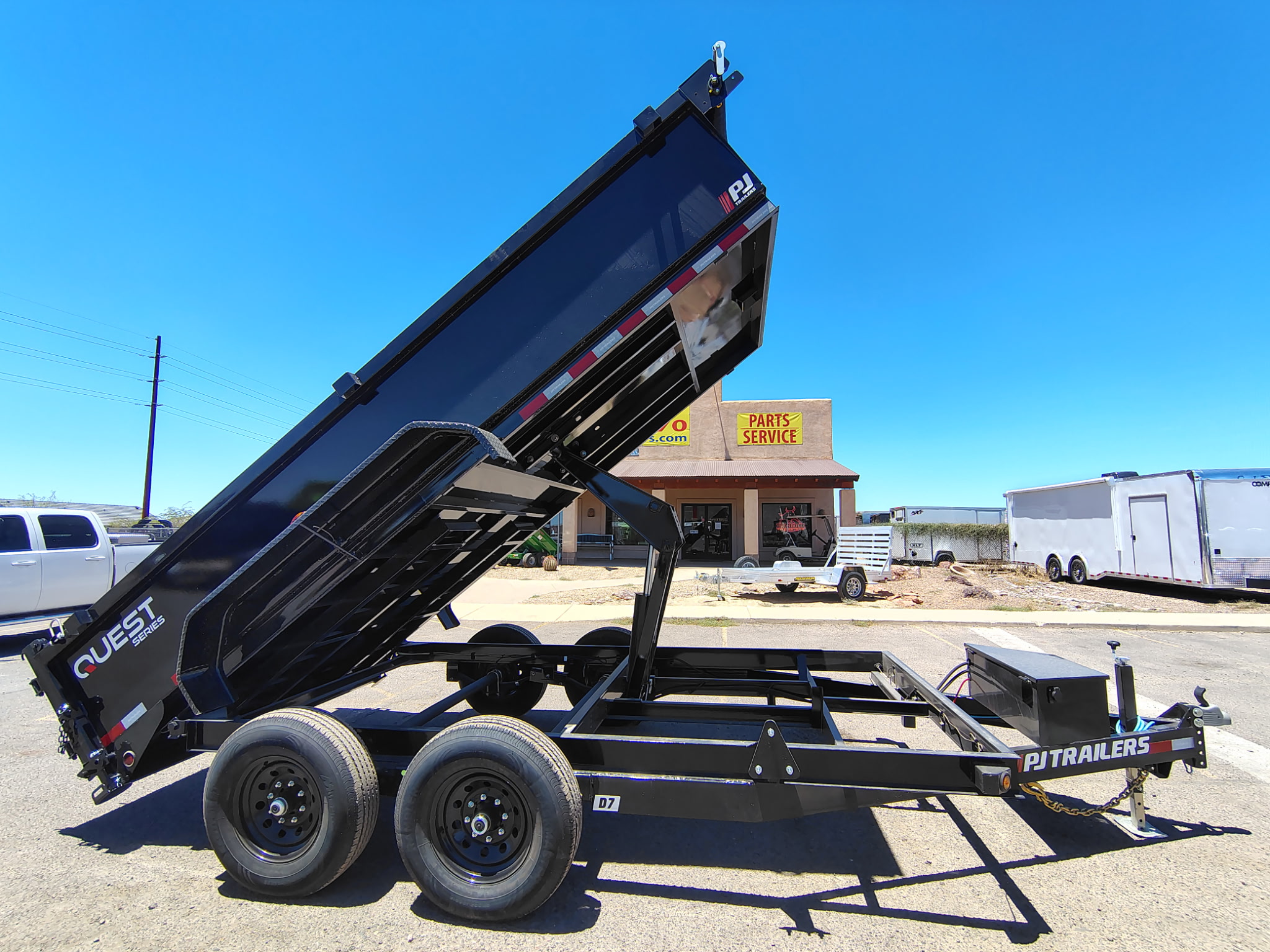PJ Trailers 14'x83" Scissor 14K Dump Trailer w/ 24" Sides (D7)