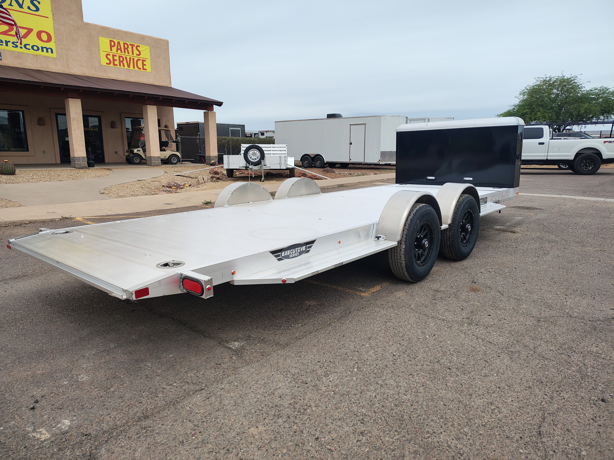 Aluma 18x82 All Aluminum, 10K GVWR, Heavy Tandem Axle, XL Tilt w/ Cargo Box (8218H-XL-TILT-TA-EL-RTD-CB)