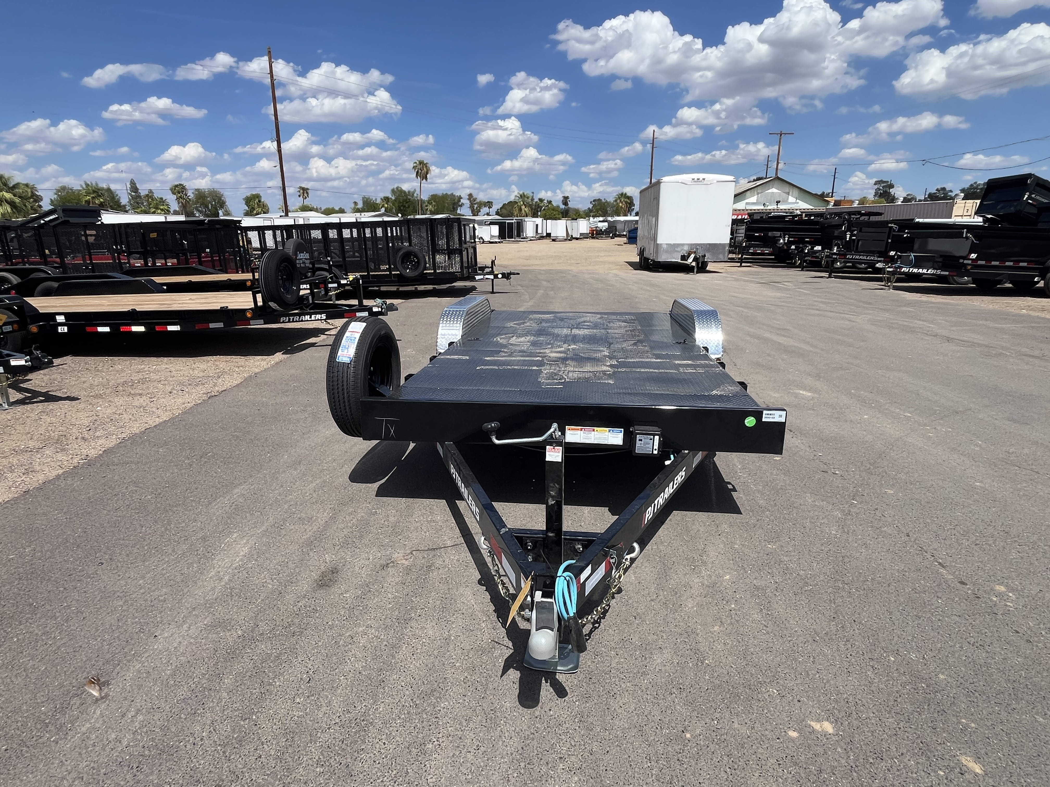 PJ Trailers 18x83 Tandem Axle, 10K GVWR, Steel Deck Car Hauler, Slide-In Ramps