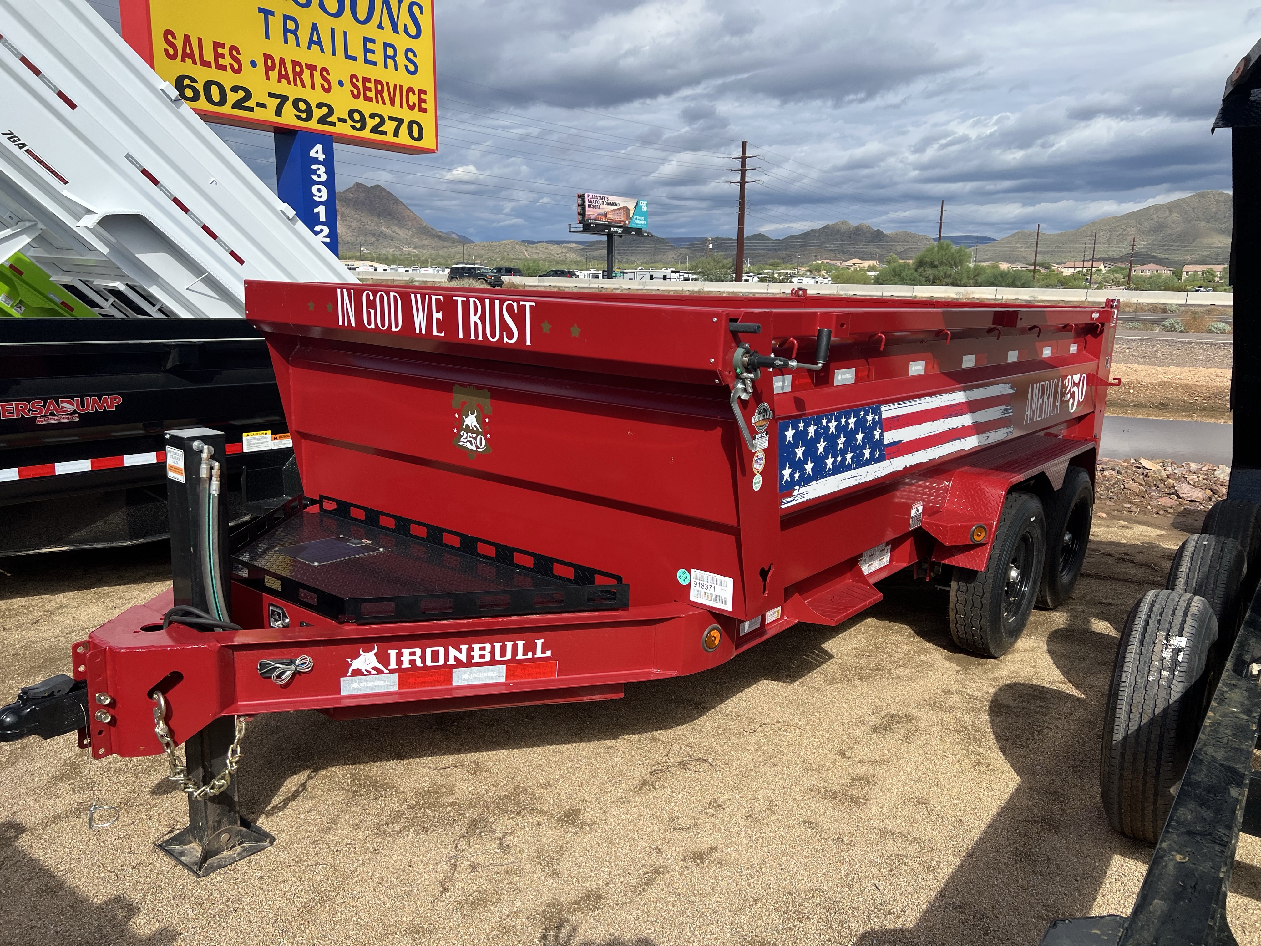 Iron Bull 14x83 IronBull Tandem Axle Dump, 14K GVWR, 36" Sides, 14 Ply Tires *America 250 Edition*