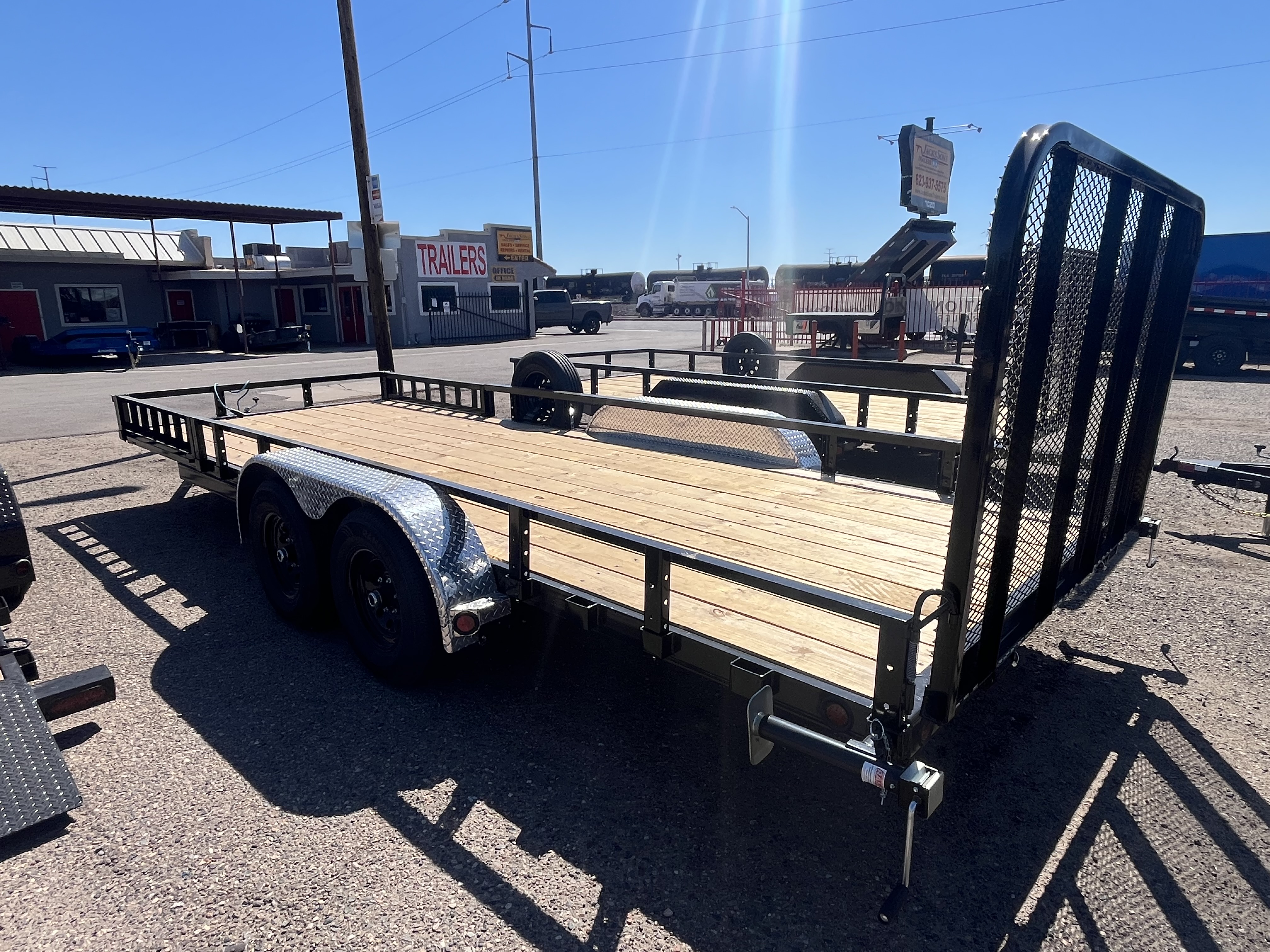 PJ Trailers 20x83 Tandem Axle, 10K GVWR, Channel Utility w/ 4' Fold Up Gate, ATV Ramps