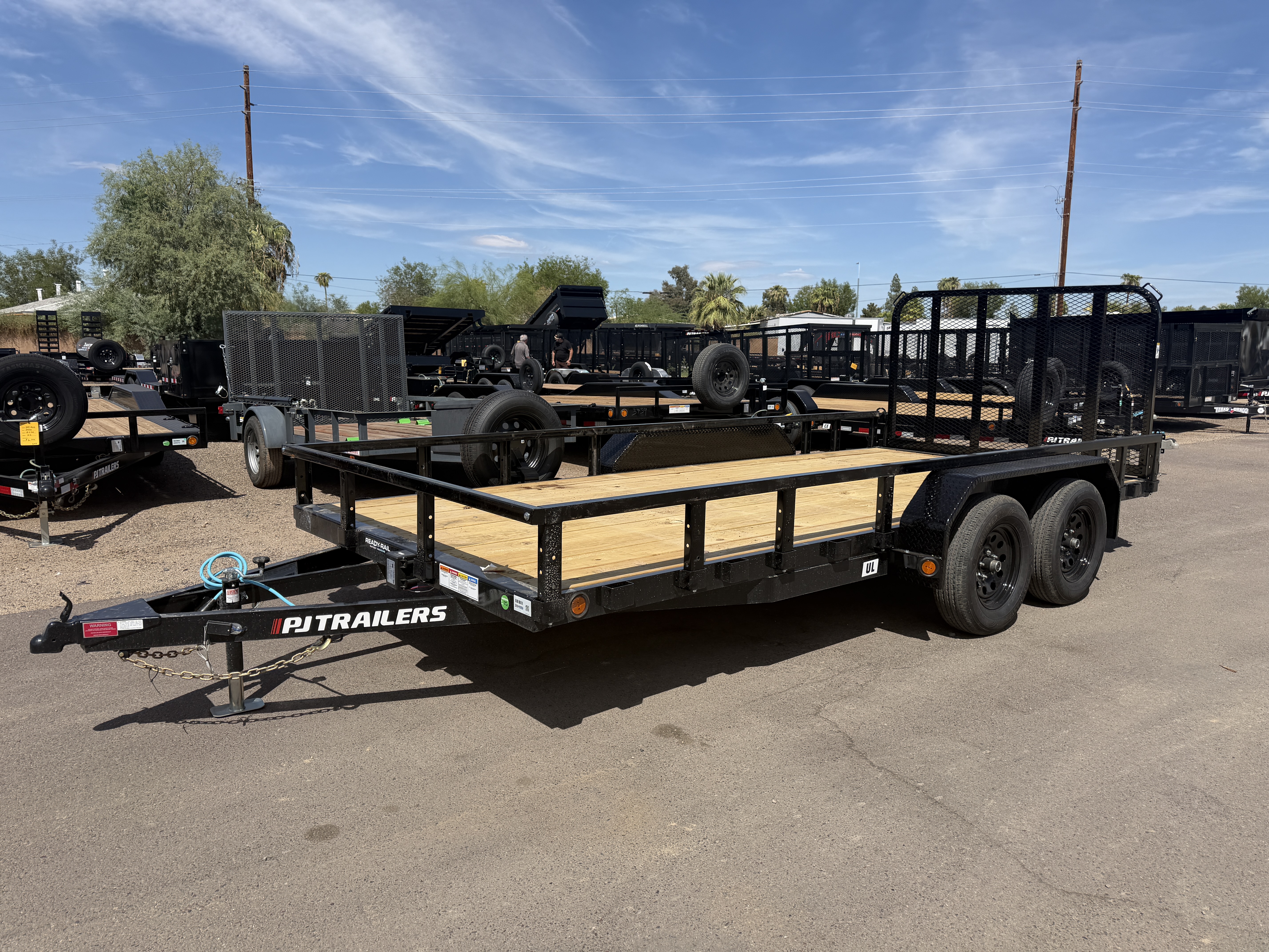 PJ Trailers 16x83 Tandem Axle, 7K GVWR, Channel Utility w/ Square Tube Siderails