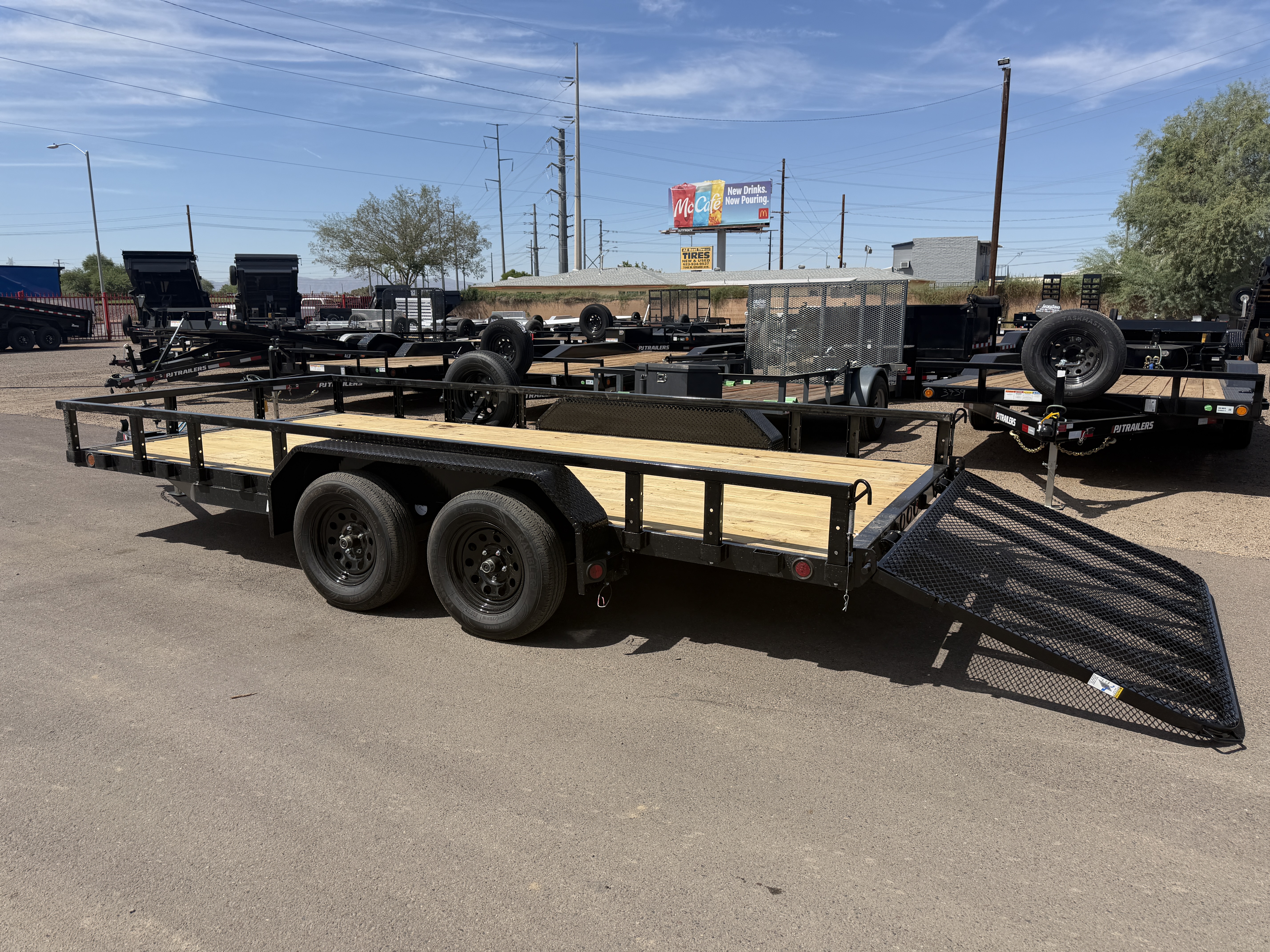 PJ Trailers 16x83 Tandem Axle, 7K GVWR, Channel Utility w/ Square Tube Siderails