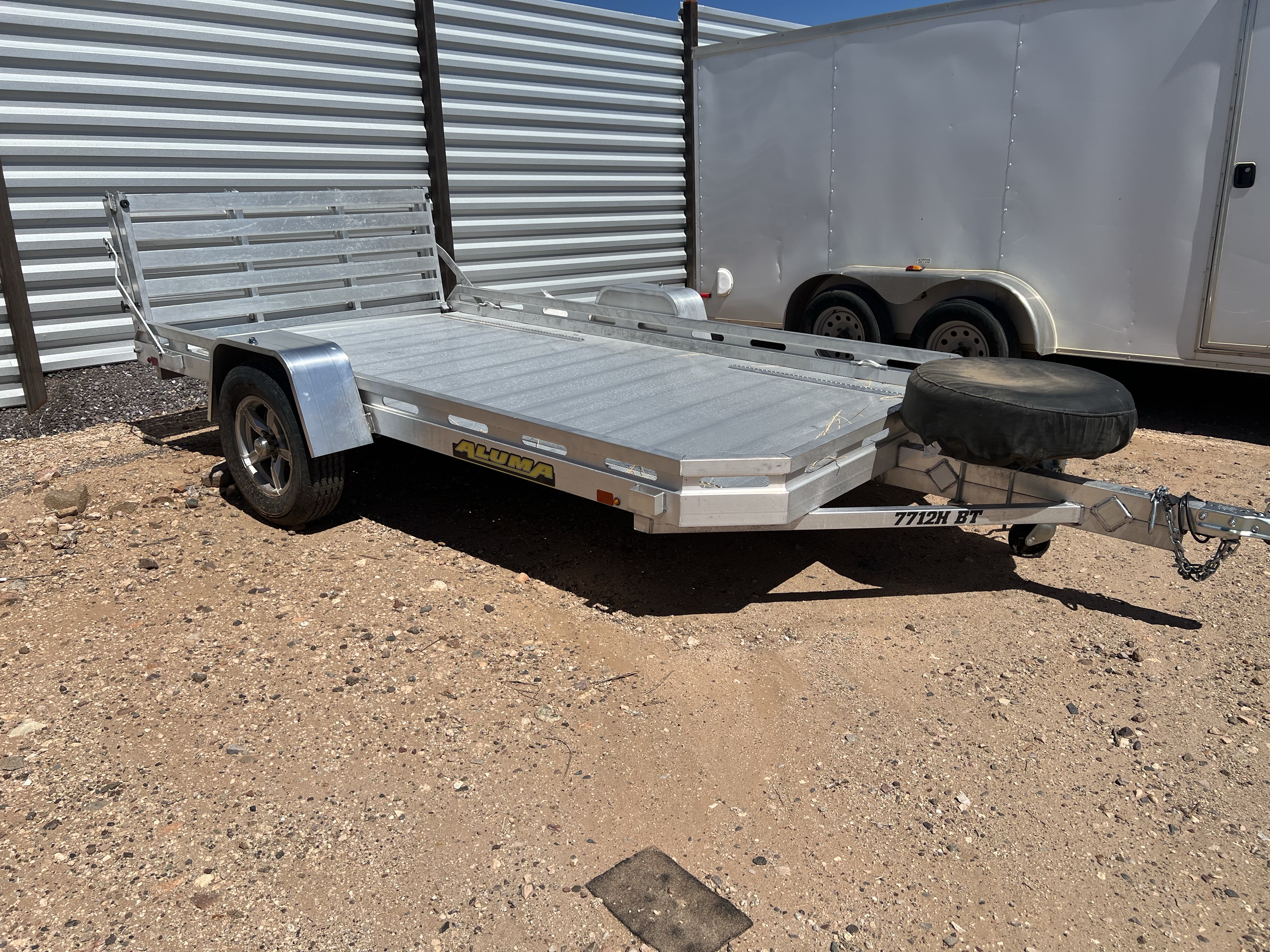 Aluma 12x77 All Aluminum, 3K GVWR, Heavy Single Axle, W/ Bi-Fold Tailgate (7712H-S-BT)