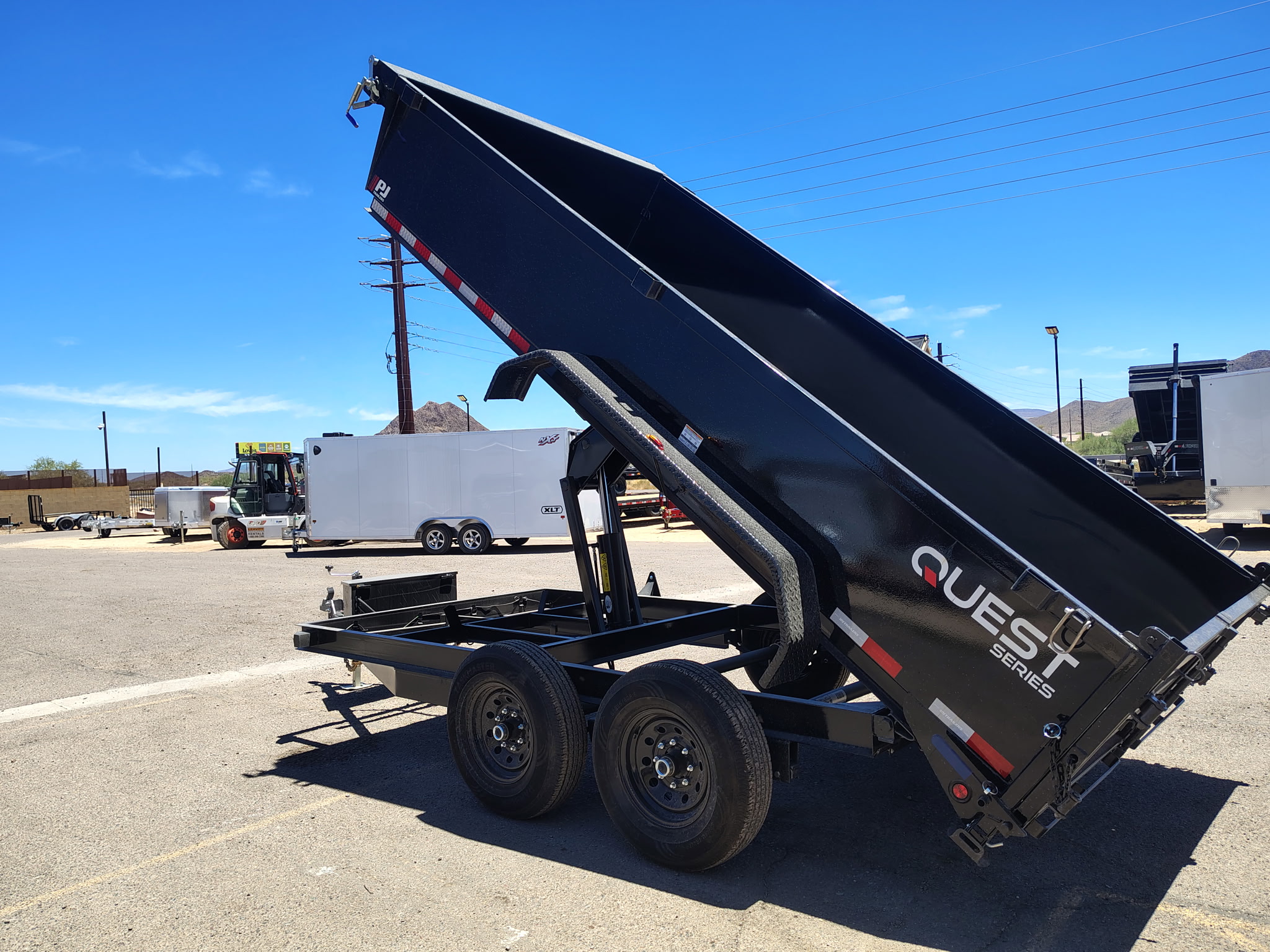 PJ Trailers 14'x83" Scissor 14K Dump Trailer w/ 24" Sides (D7)