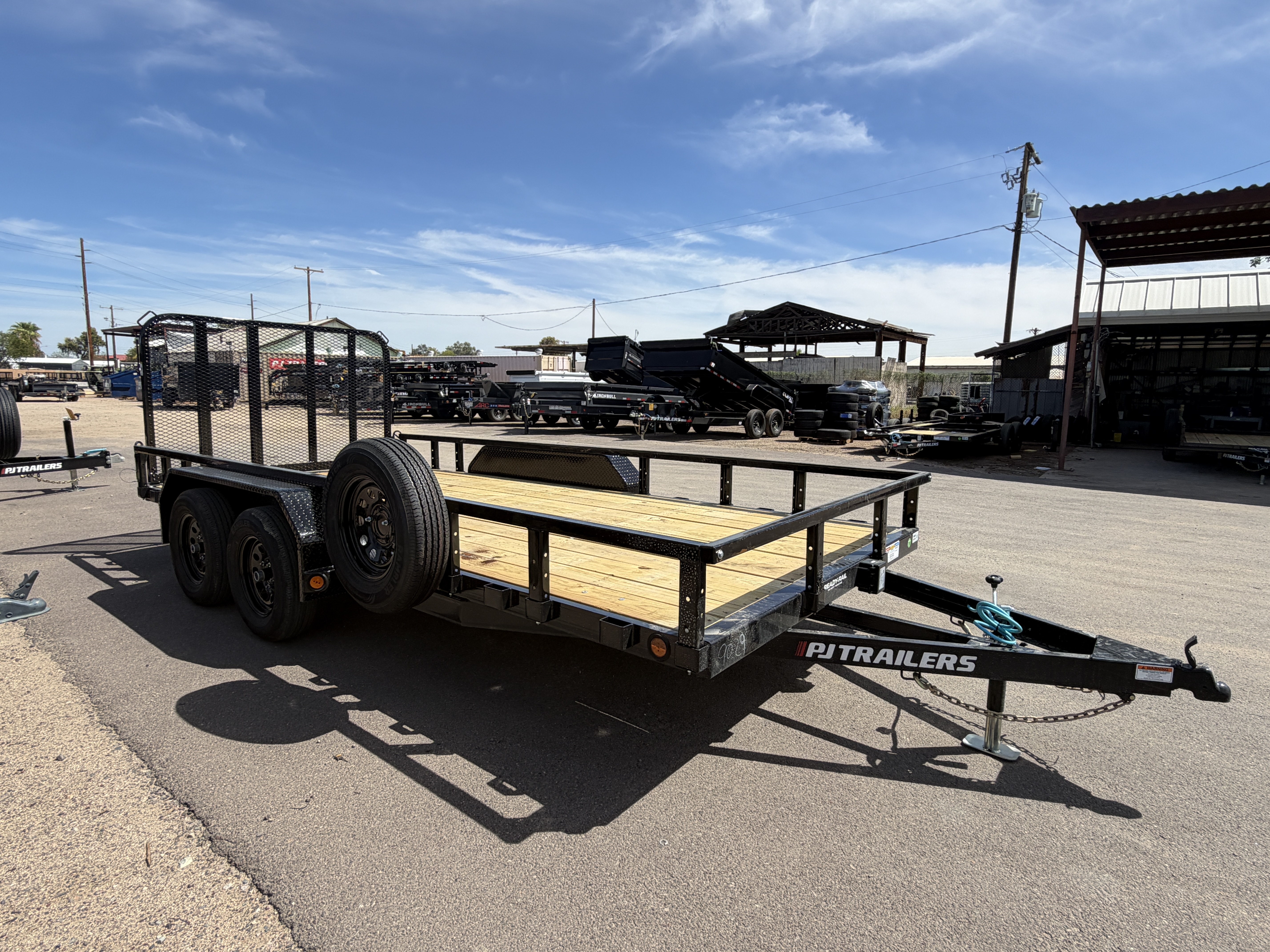 PJ Trailers 16x83 Tandem Axle, 7K GVWR, Channel Utility w/ Square Tube Siderails