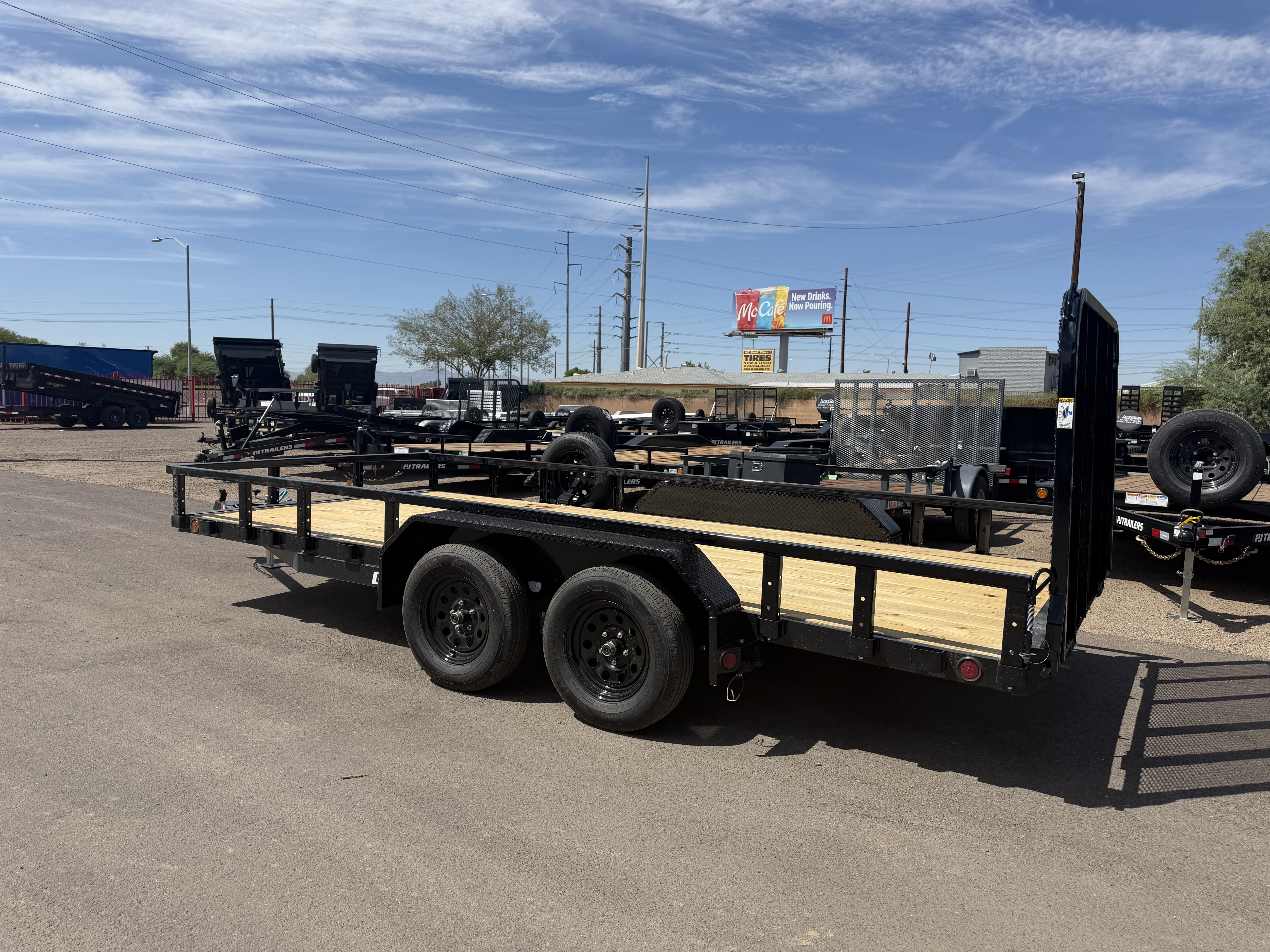 PJ Trailers 16x83 Tandem Axle, 7K GVWR, Channel Utility w/ Square Tube Siderails