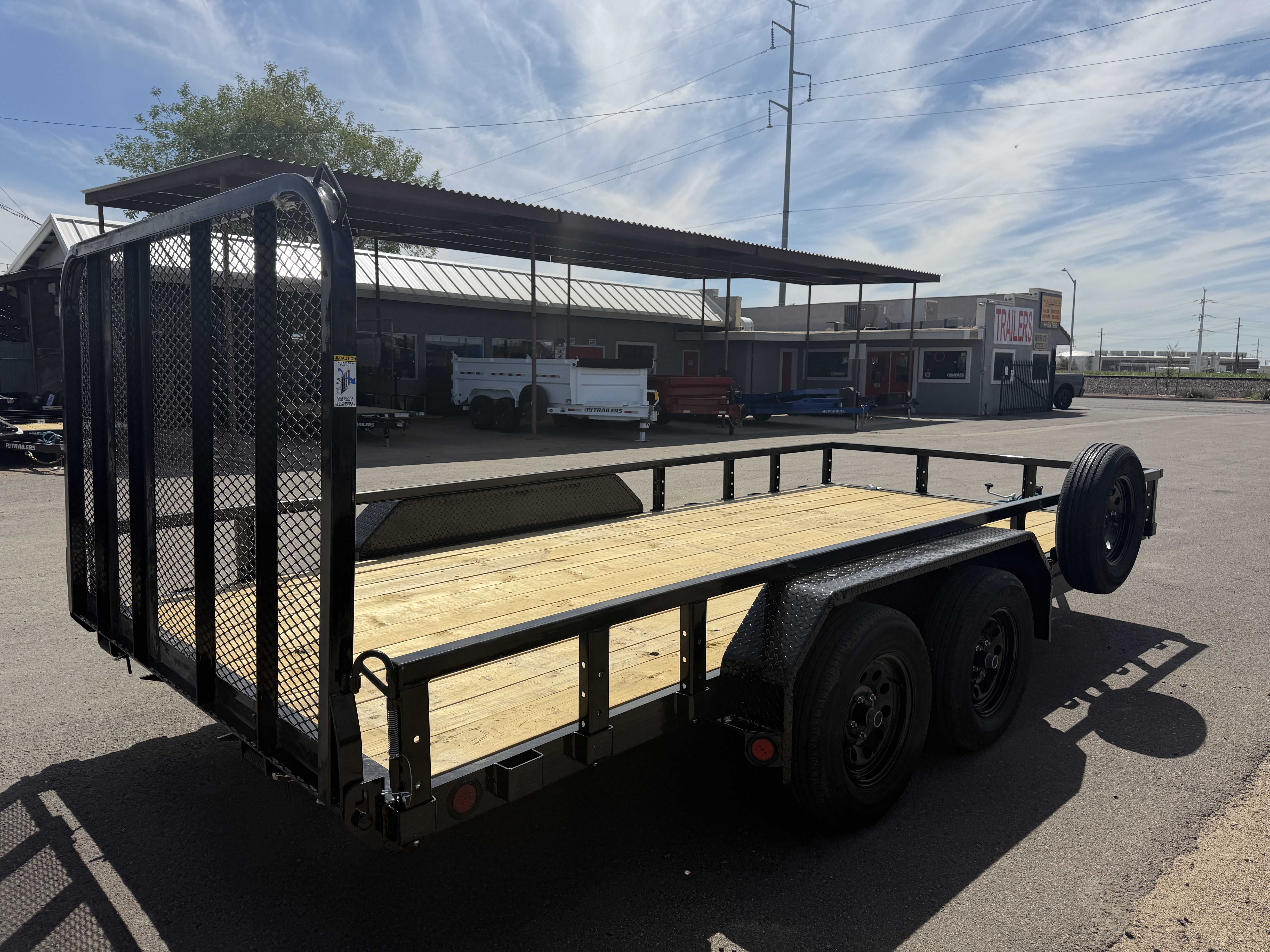 PJ Trailers 16x83 Tandem Axle, 7K GVWR, Channel Utility w/ Square Tube Siderails